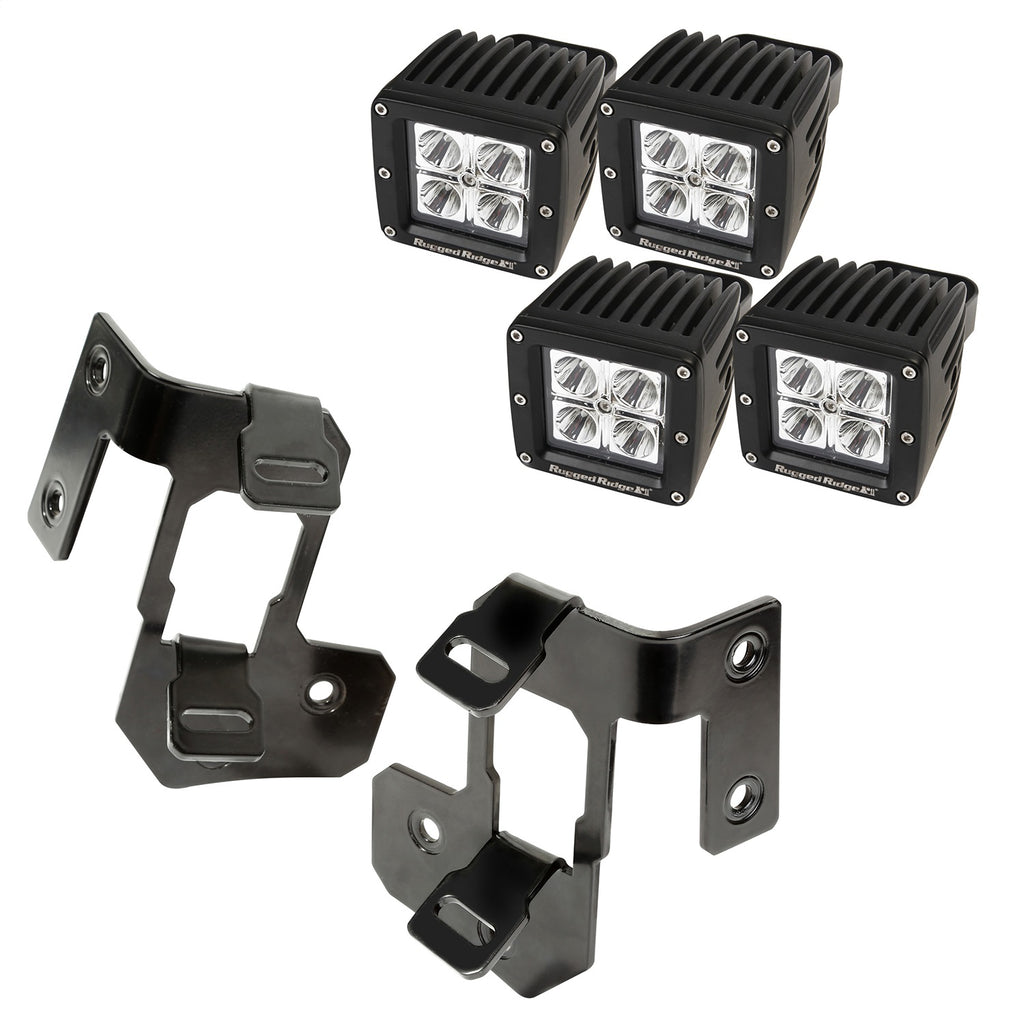 Rugged Ridge 11232.33 A-Pillar Light Kit for Select Jeep Wrangler, Jeep Wrangler JK