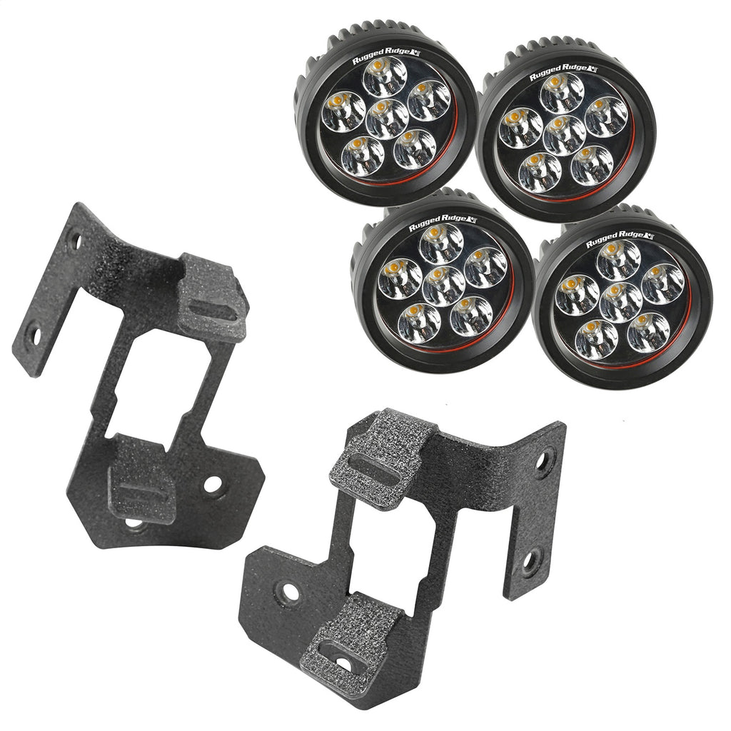 Rugged Ridge 11232.34 A-Pillar Light Kit for Select Jeep Wrangler, Jeep Wrangler JK