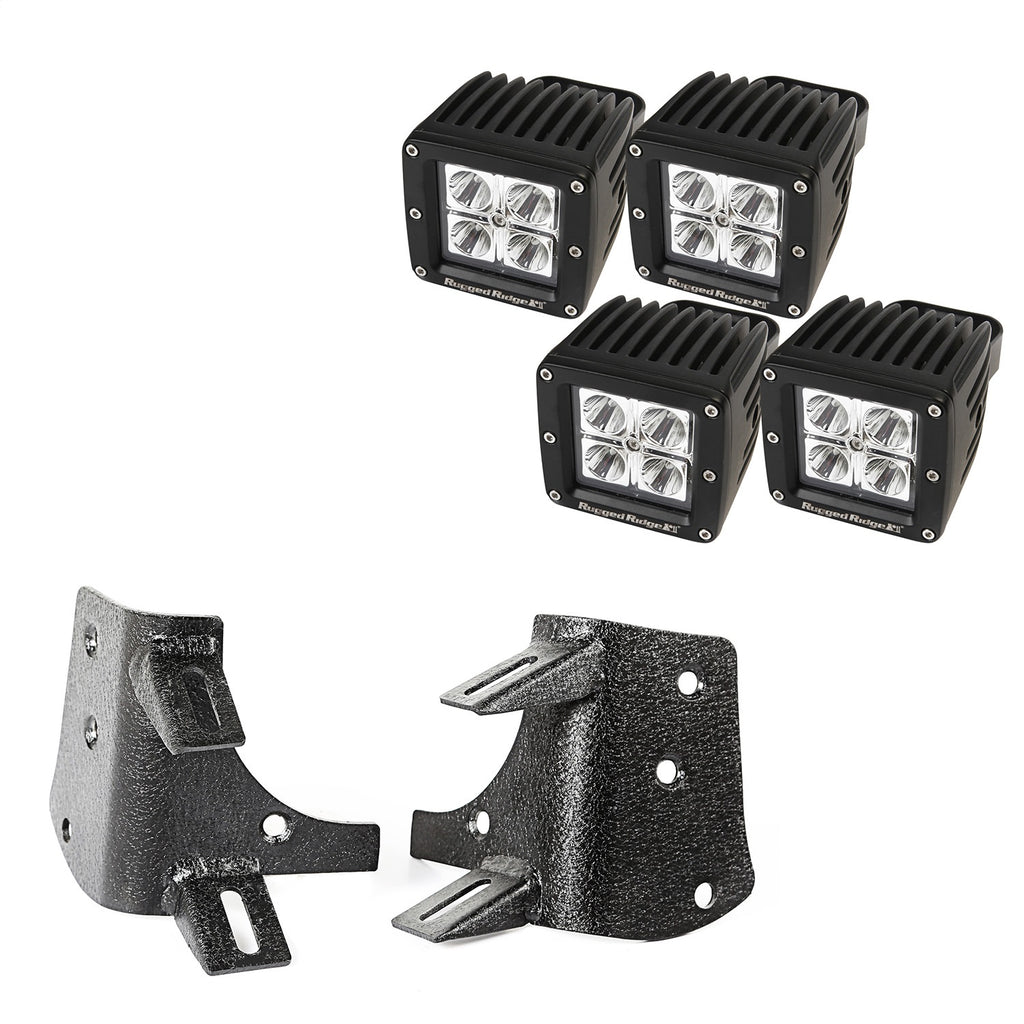 Rugged Ridge 11232.38 A-Pillar LED Kit for Select Jeep TJ, Jeep Wrangler