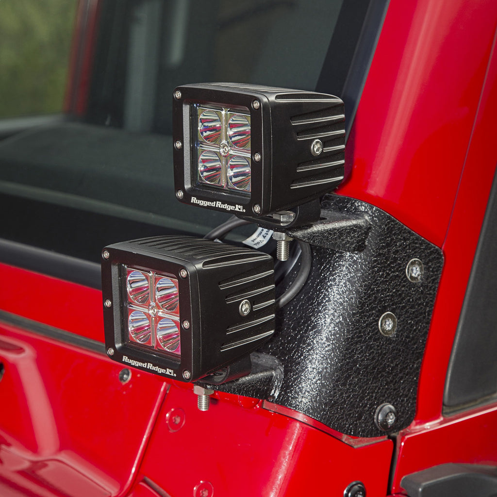 Rugged Ridge 11232.38 A-Pillar LED Kit for Select Jeep TJ, Jeep Wrangler