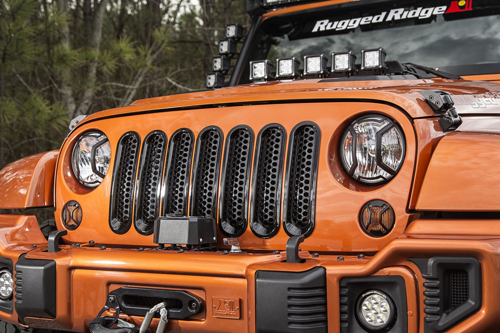 Rugged Ridge 11306.31 Grille Insert Kit for Select Jeep Wrangler, Jeep Wrangler JK