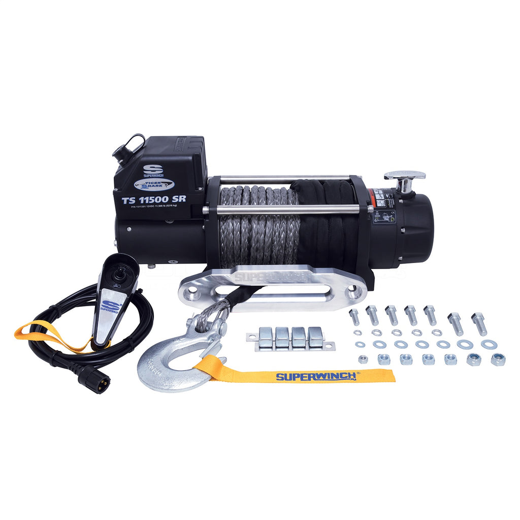 11500-Lbs-12V-Dc-38In-X-80Ft-Synthetic-Rope-Tiger-Shark-11500-Winch
