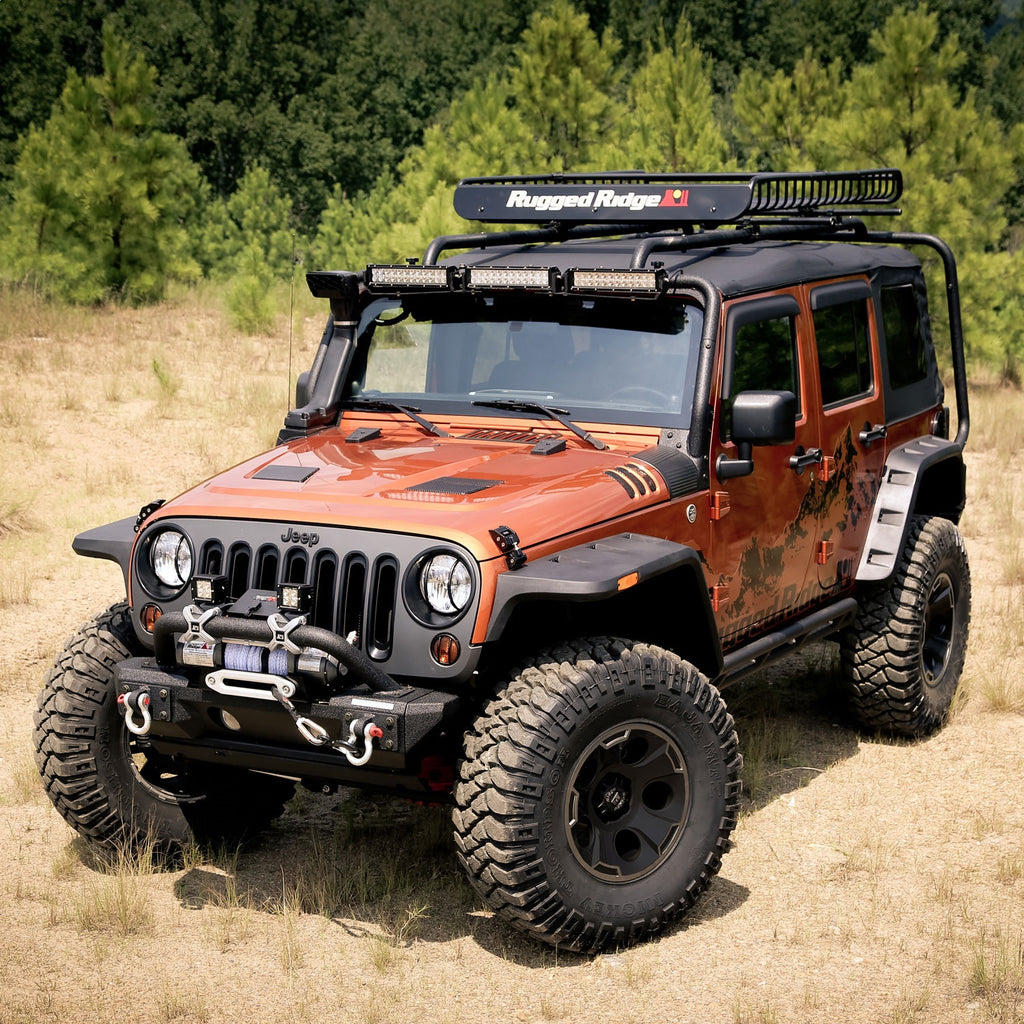 Rugged Ridge 11640.10 Flat Pocket Fender Flare Set for Select Jeep Wrangler, Jeep Wrangler JK