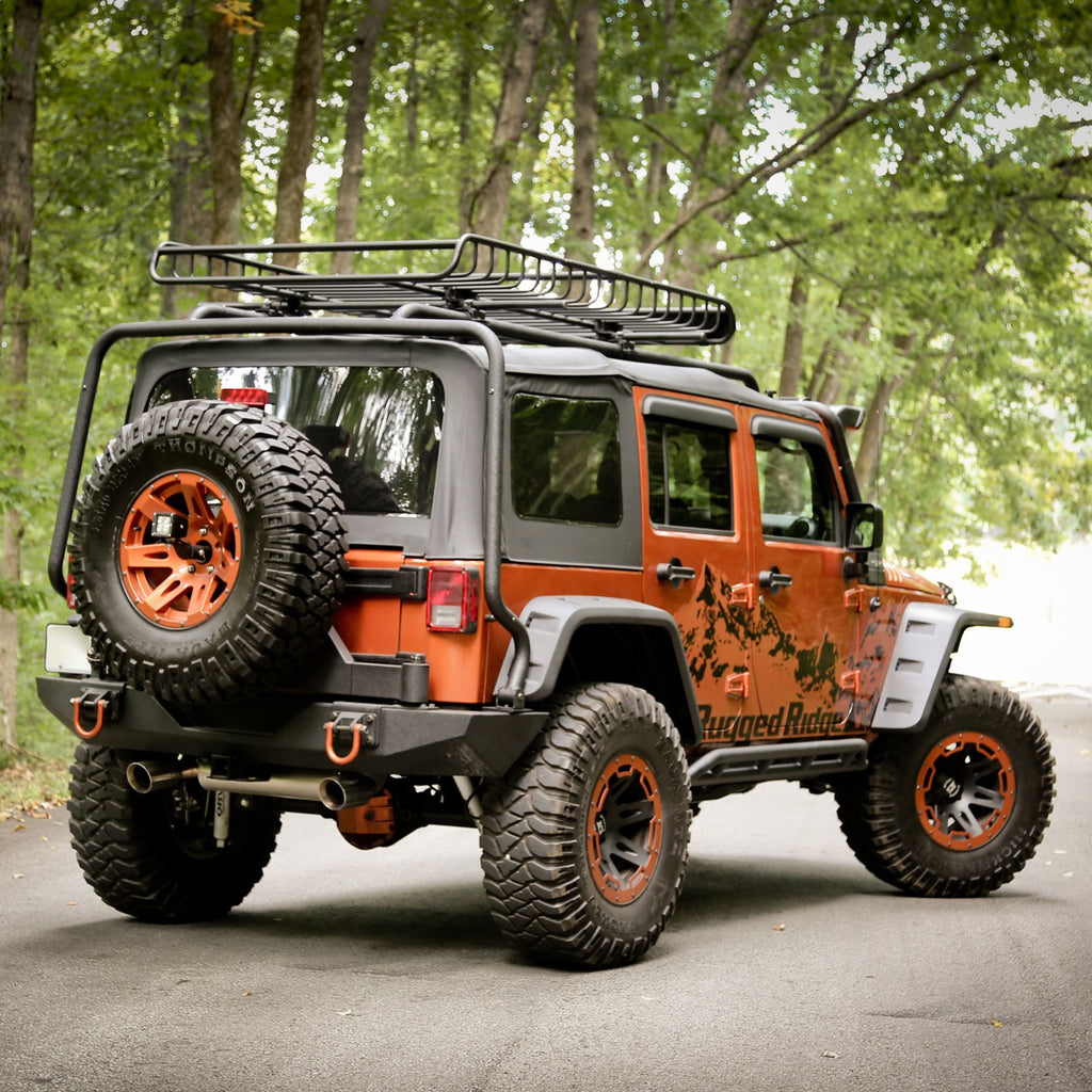 Rugged Ridge 11640.10 Flat Pocket Fender Flare Set for Select Jeep Wrangler, Jeep Wrangler JK