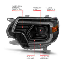 Load image into Gallery viewer, 12-15-Toyota-Tacoma-Projector-Headlights---W-Light-Bar-Switchback-Black-Housing