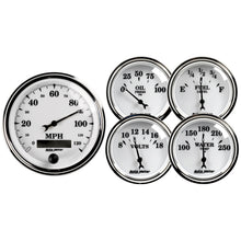 Load image into Gallery viewer, AutoMeter 1200 GAUGE KIT, 5 PC., 3 3/8" &amp; 2 1/16", ELEC. SPEEDOMETER, OLD TYME WHITE II