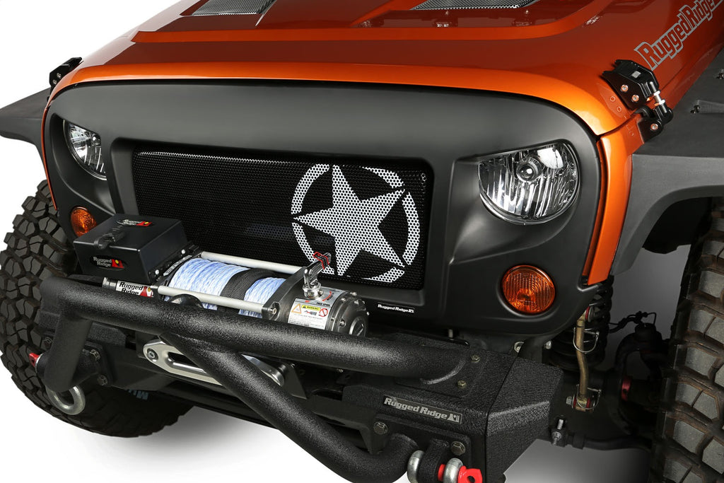 Rugged Ridge 12034.21 Spartan Grille Insert for Select Jeep Wrangler, Jeep Wrangler JK