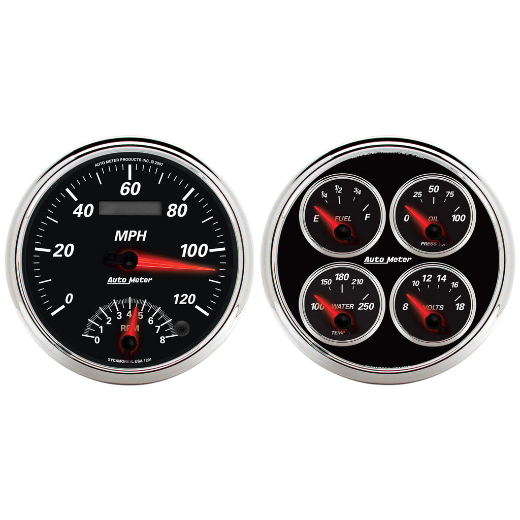 AutoMeter 1204 GAUGE KIT, 2 PC., QUAD & TACH/SPEEDO, 5", DESIGNER BLACK II