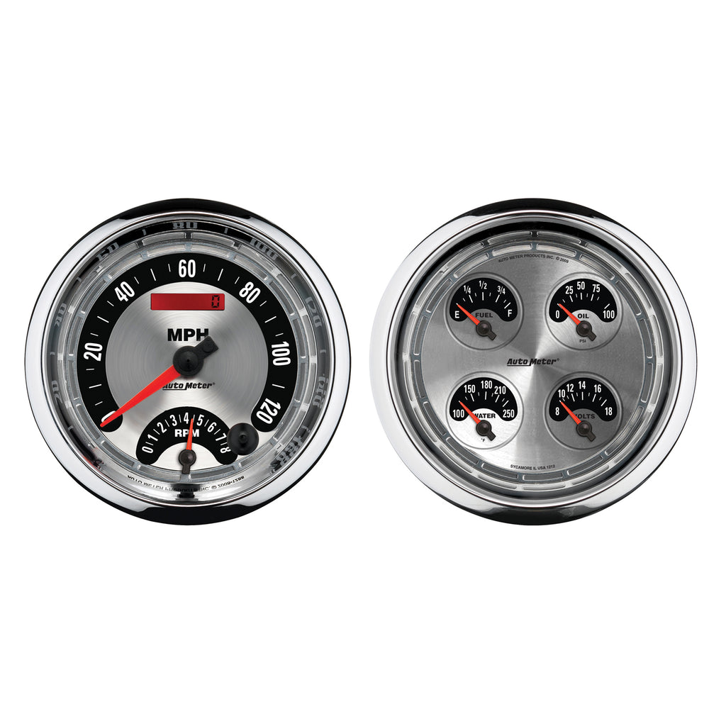 AutoMeter 1205 GAUGE KIT, 2 PC., QUAD & TACH/SPEEDO, 5", AMERICAN MUSCLE