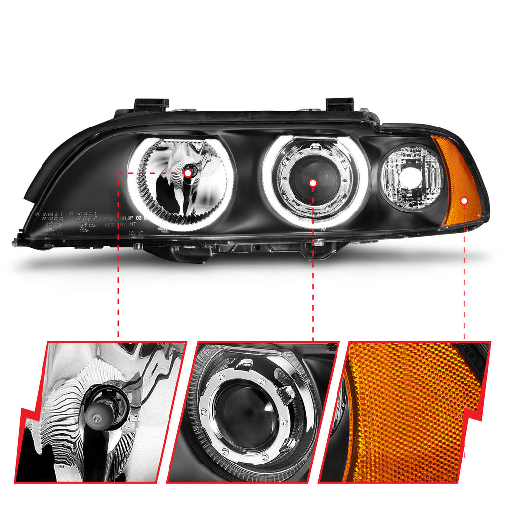 ANZO USA 121017 Projector Headlight Set w/Halo for Select BMW 525i, BMW 528i, BMW 530i, BMW 540i