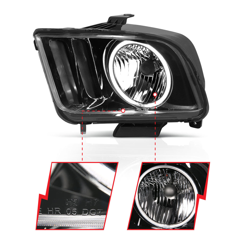 ANZO USA 121033 Crystal Headlight Set w/Halo for Select Ford Mustang