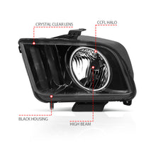 Load image into Gallery viewer, ANZO USA 121033 Crystal Headlight Set w/Halo for Select Ford Mustang