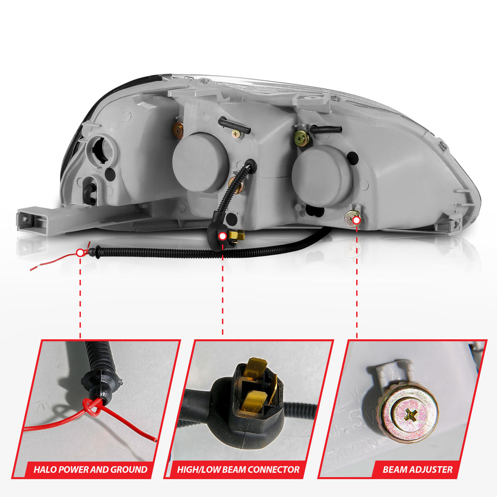 ANZO USA 121068 Projector Headlight Set w/Halo for Select Honda Civic