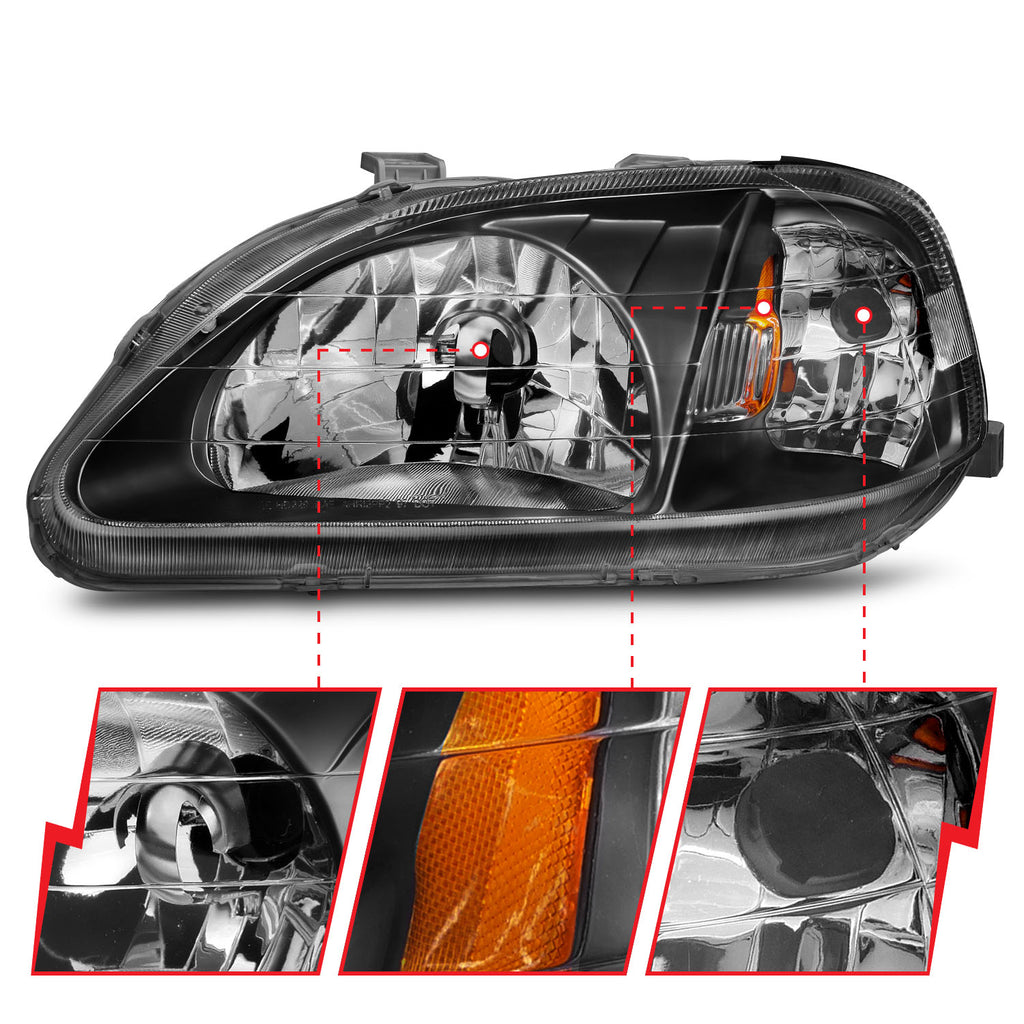 ANZO USA 121070 Crystal Headlight Set for Select Honda Civic