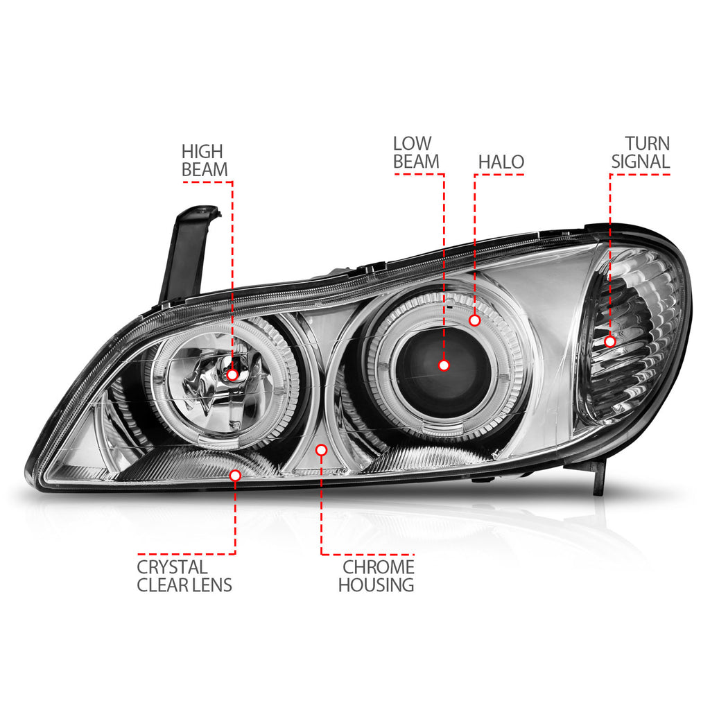 ANZO USA 121078 Projector Headlight Set w/Halo for Select INFINITI I30, INFINITI I35