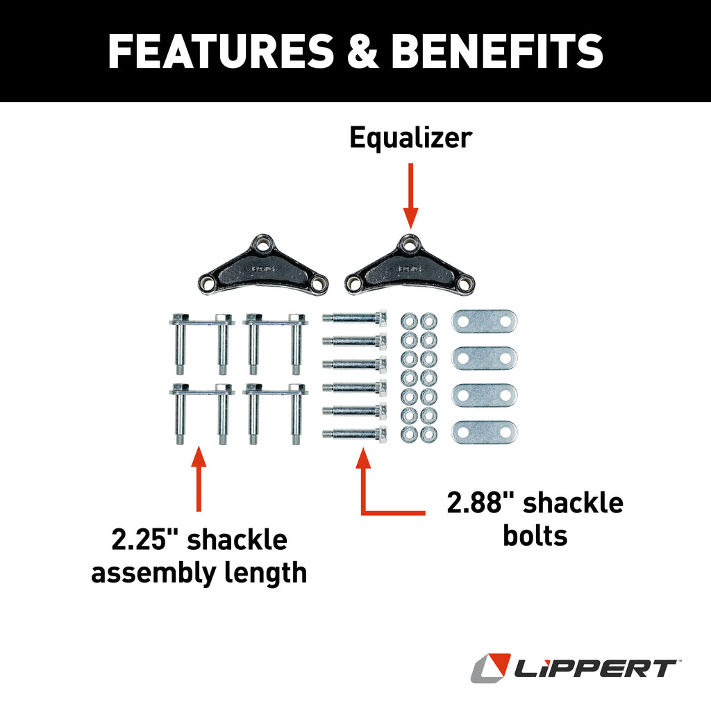 CURT 121097L Axle Double-Eye Suspension Kit, 2,200-8,000-lb. Tandem Axles, 33" Axle Spacing