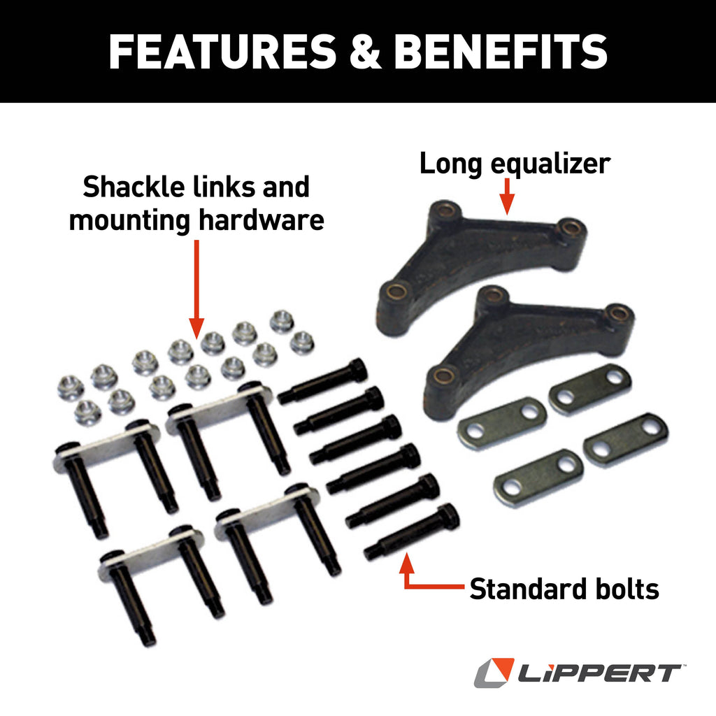 CURT 121099LRV Axle Double-Eye Suspension Kit, 2,200-8,000-lb. Tandem Axles, 35" Axle Spacing