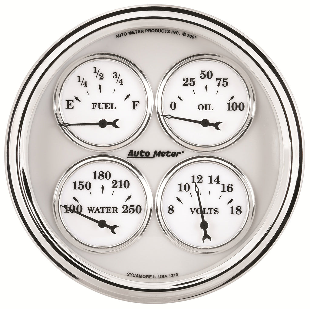 AutoMeter 1210 GAUGE, QUAD, 5", 240OE-33OF, ELEC, OLD TYME WHITE II