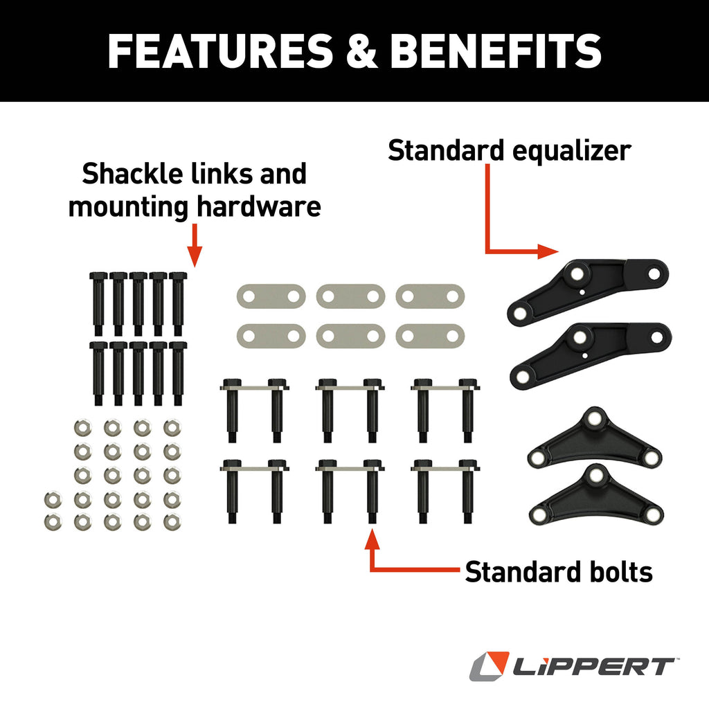 CURT 121100LRV Axle Double-Eye Suspension Kit, 2,200-8,000-lb. Triple Axles, 33" Axle Spacing