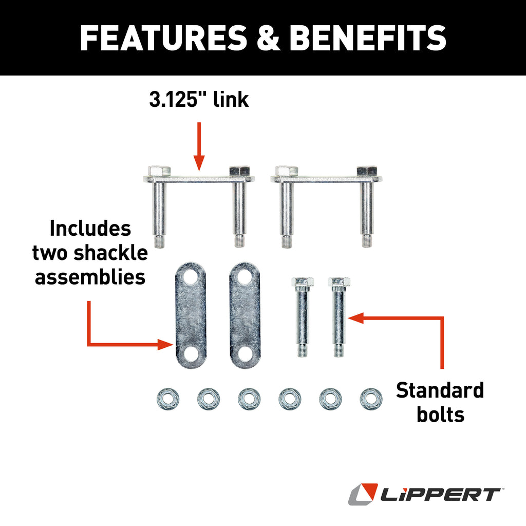 CURT 121101LRV Trailer Axle Double-Eye Suspension Kit, 2,200-8,000-lb. Single Axles