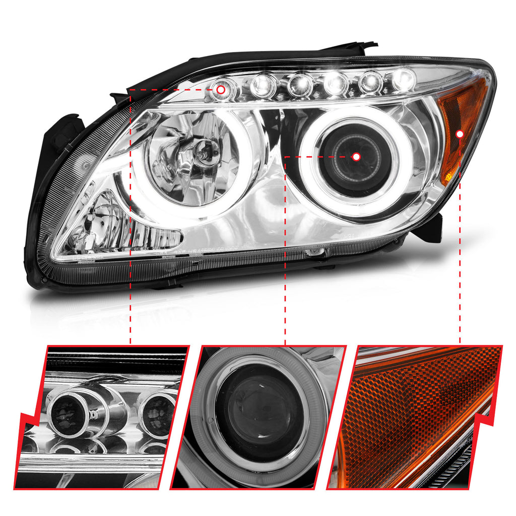 ANZO USA 121120 Projector Headlight Set w/Halo for Select Scion tC