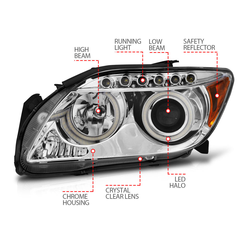 ANZO USA 121120 Projector Headlight Set w/Halo for Select Scion tC