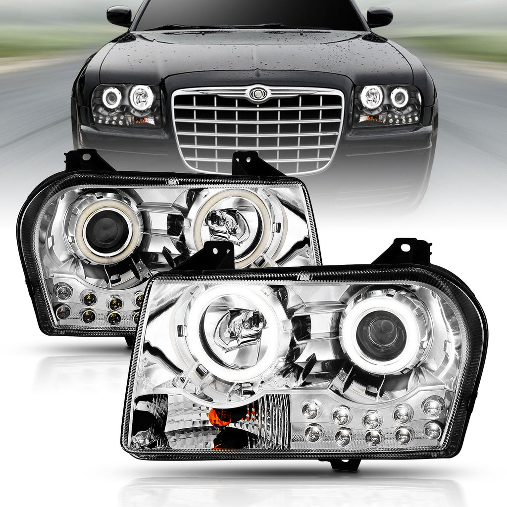 ANZO USA 121136 Projector Headlight Set w/Halo for Select Chrysler 300