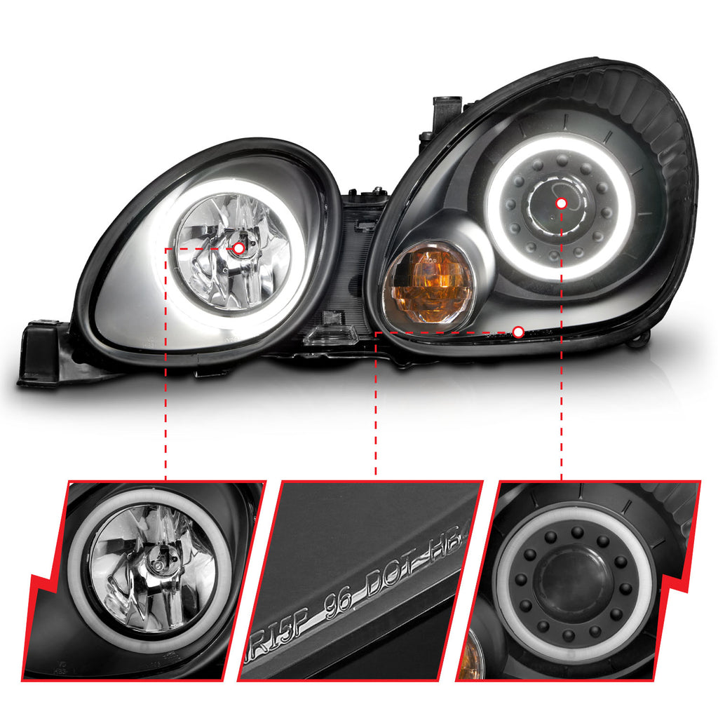 ANZO USA 121144 Projector Headlight Set w/Halo for Select Lexus GS300, Lexus GS400, Lexus GS430