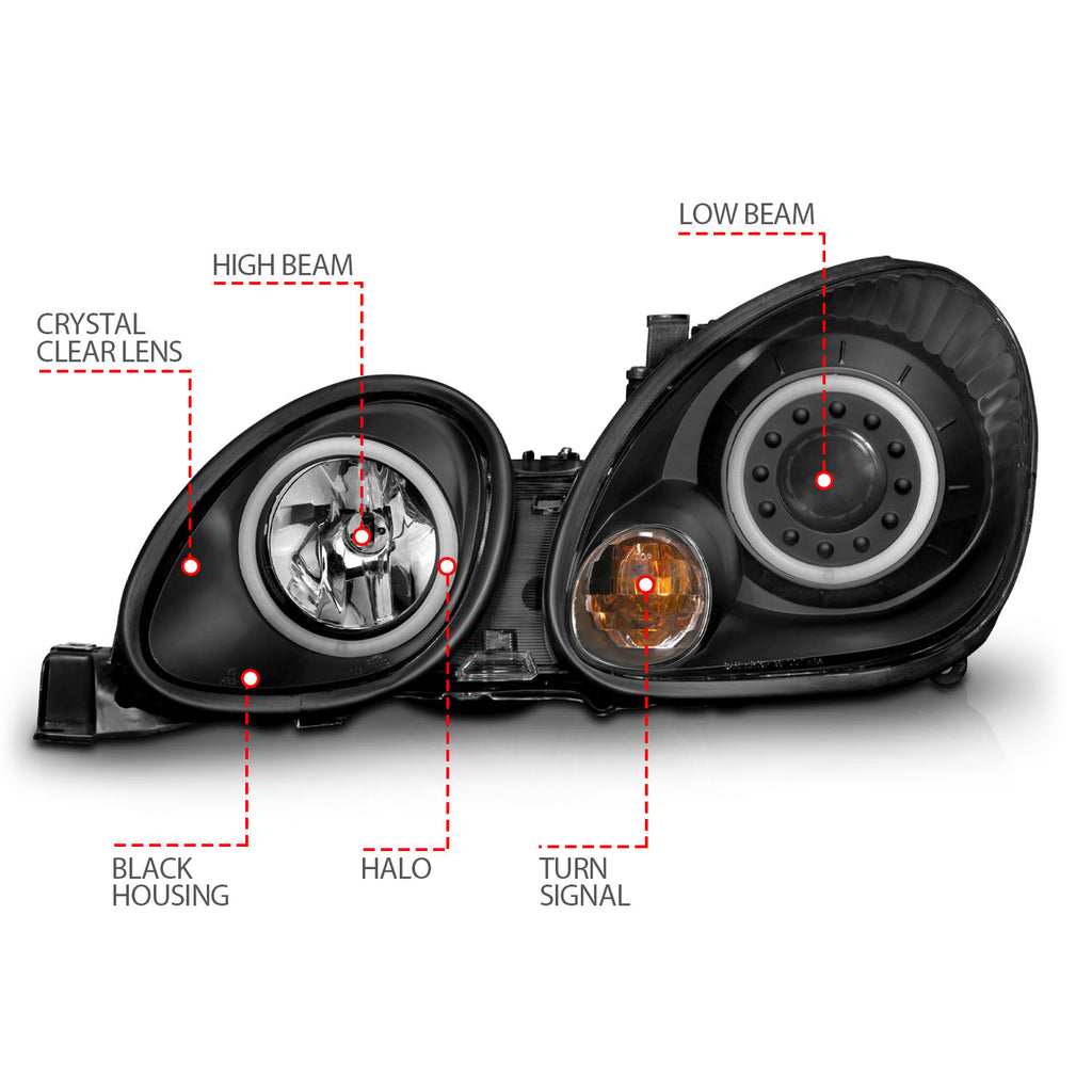 ANZO USA 121144 Projector Headlight Set w/Halo for Select Lexus GS300, Lexus GS400, Lexus GS430
