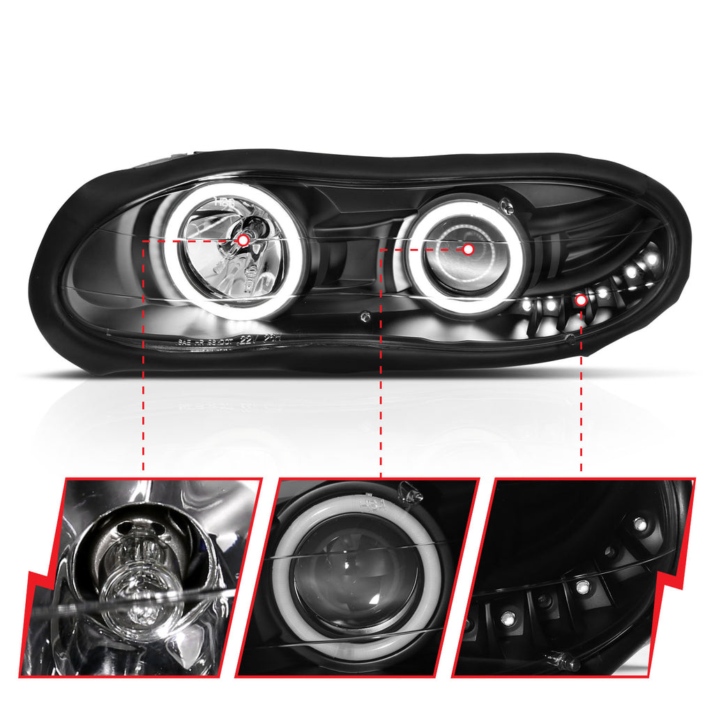 ANZO USA 121160 Projector Headlight Set w/Halo for Select Chevrolet Camaro