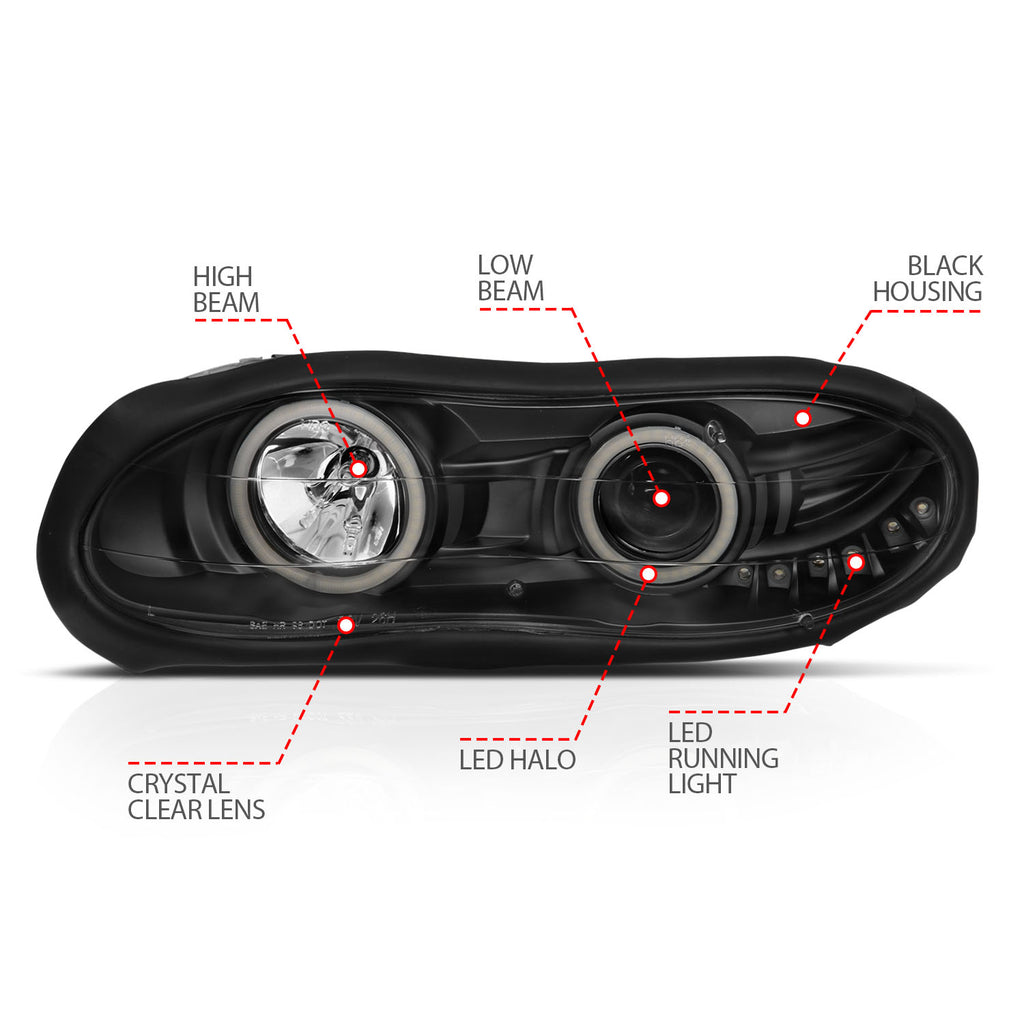 ANZO USA 121160 Projector Headlight Set w/Halo for Select Chevrolet Camaro