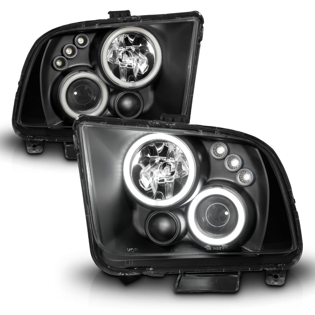 ANZO USA 121166 Projector Headlight Set w/Halo for Select Ford Mustang