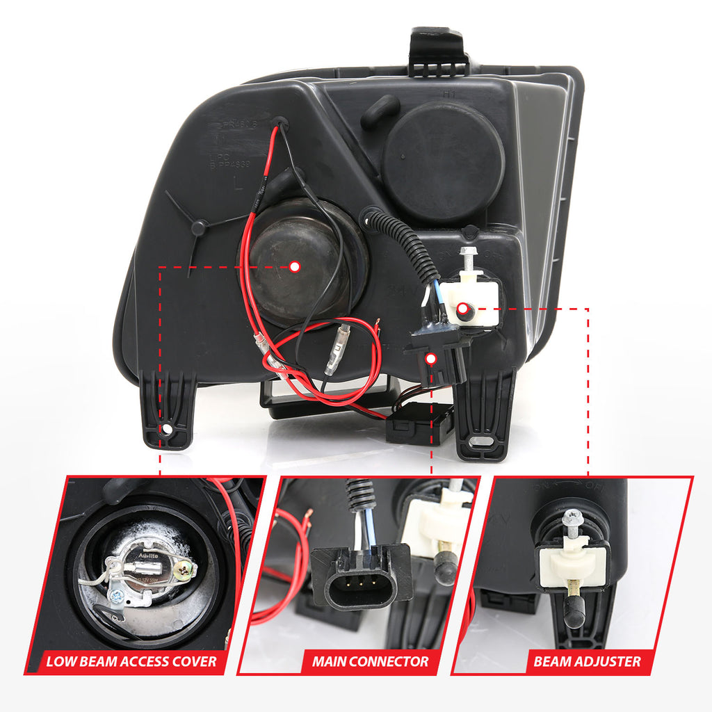 ANZO USA 121166 Projector Headlight Set w/Halo for Select Ford Mustang