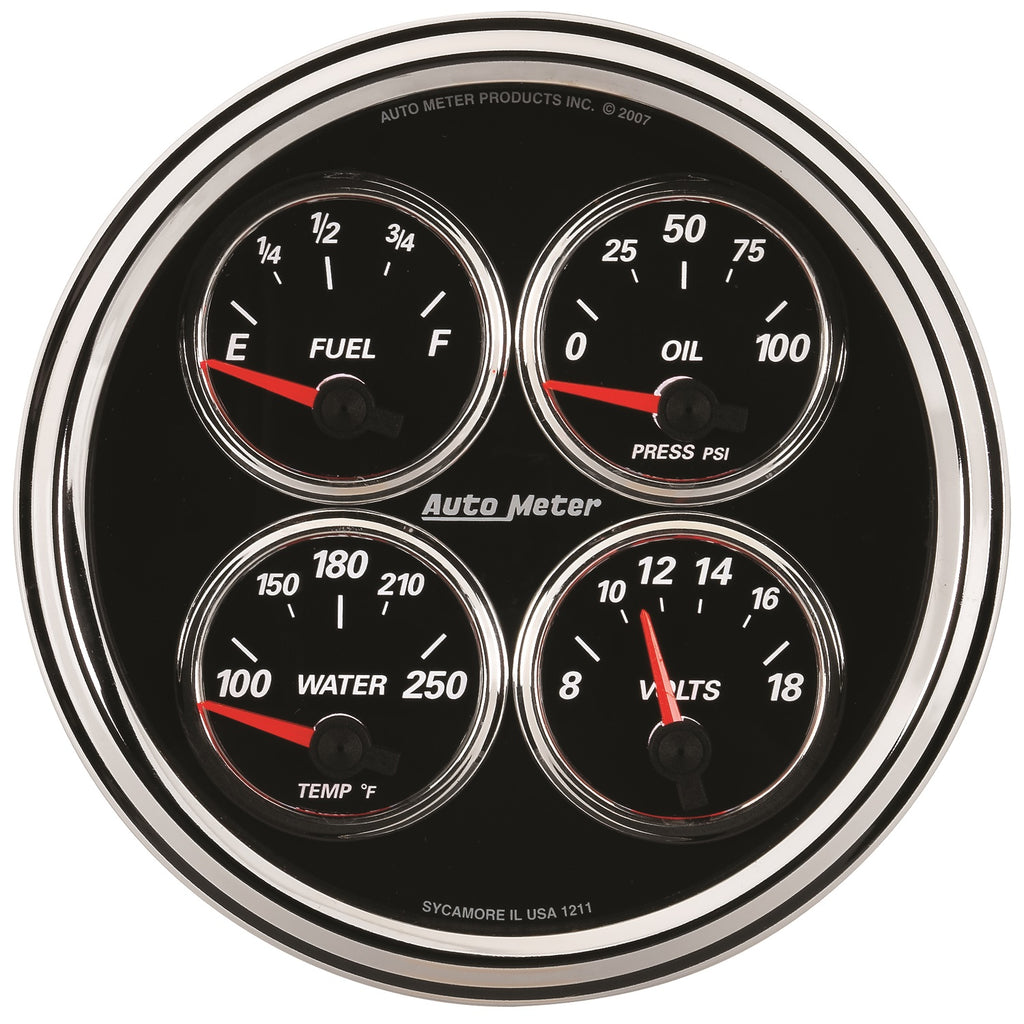 AutoMeter 1211 GAUGE, QUAD, 5", 240OE-33OF, ELEC, DESIGNER BLACK II