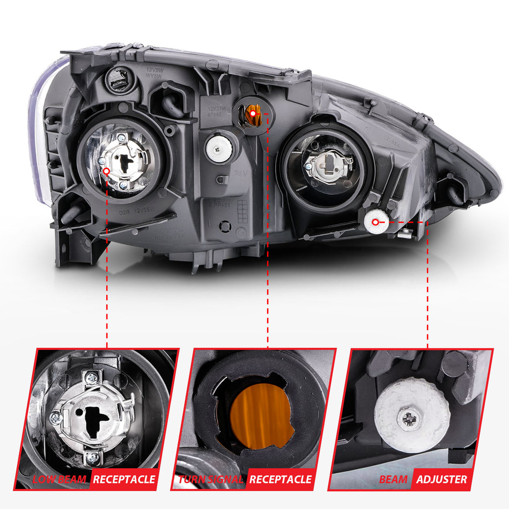 ANZO USA 121209 Crystal Headlight Set for Select Acura RSX