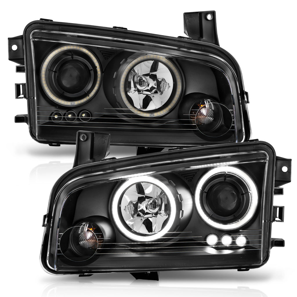 ANZO USA 121218 Projector Headlight Set w/Halo for Select Dodge Charger