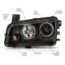 Load image into Gallery viewer, ANZO USA 121218 Projector Headlight Set w/Halo for Select Dodge Charger