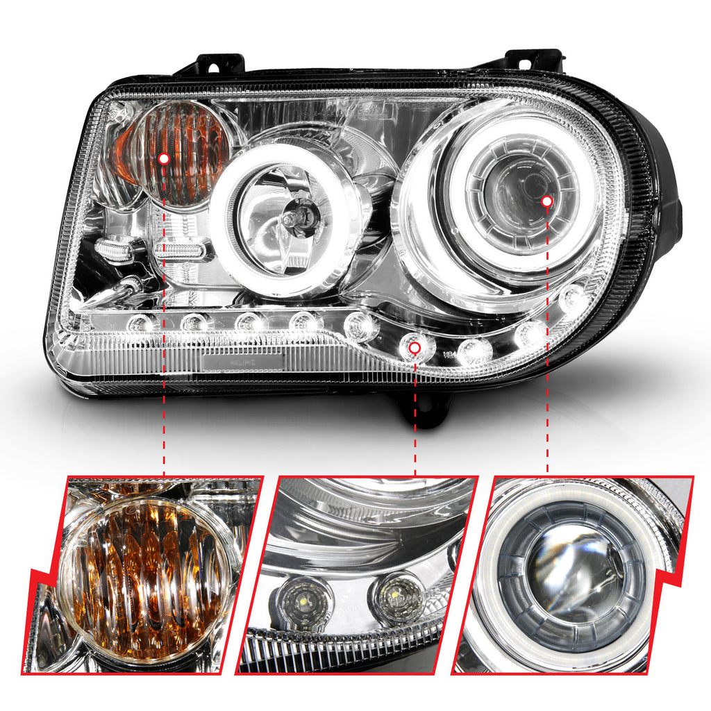 ANZO USA 121250 Projector Headlight Set w/Halo for Select Chrysler 300
