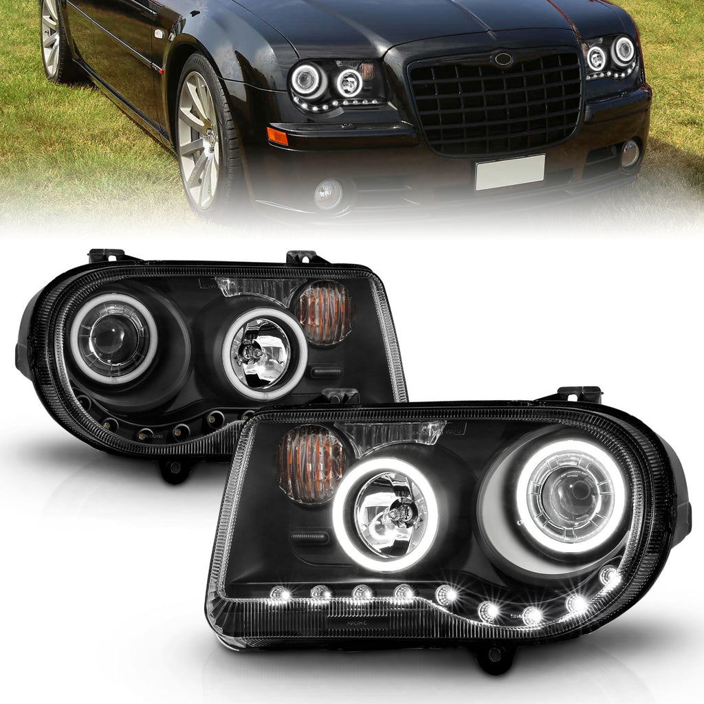 ANZO USA 121251 Projector Headlight Set w/Halo for Select Chrysler 300