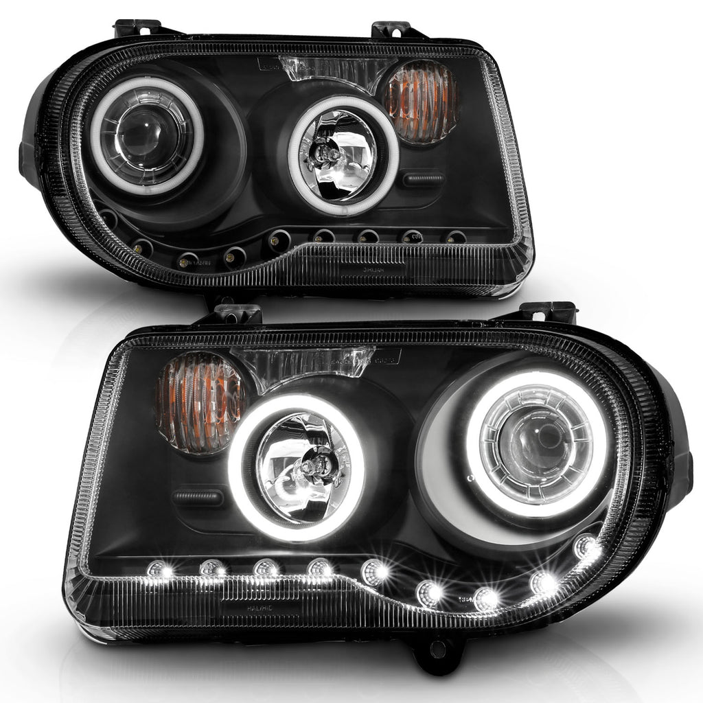 ANZO USA 121251 Projector Headlight Set w/Halo for Select Chrysler 300