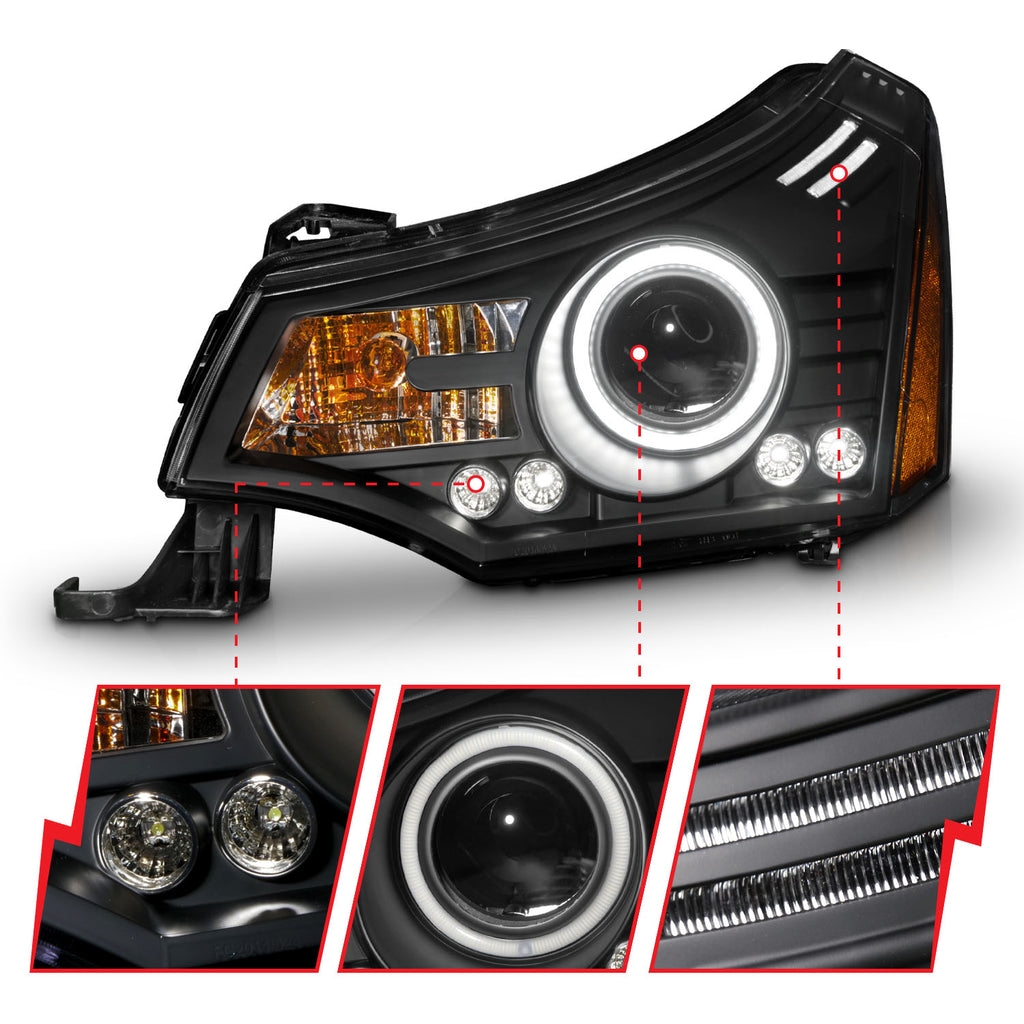 ANZO USA 121272 Projector Headlight Set w/Halo for Select Ford Focus