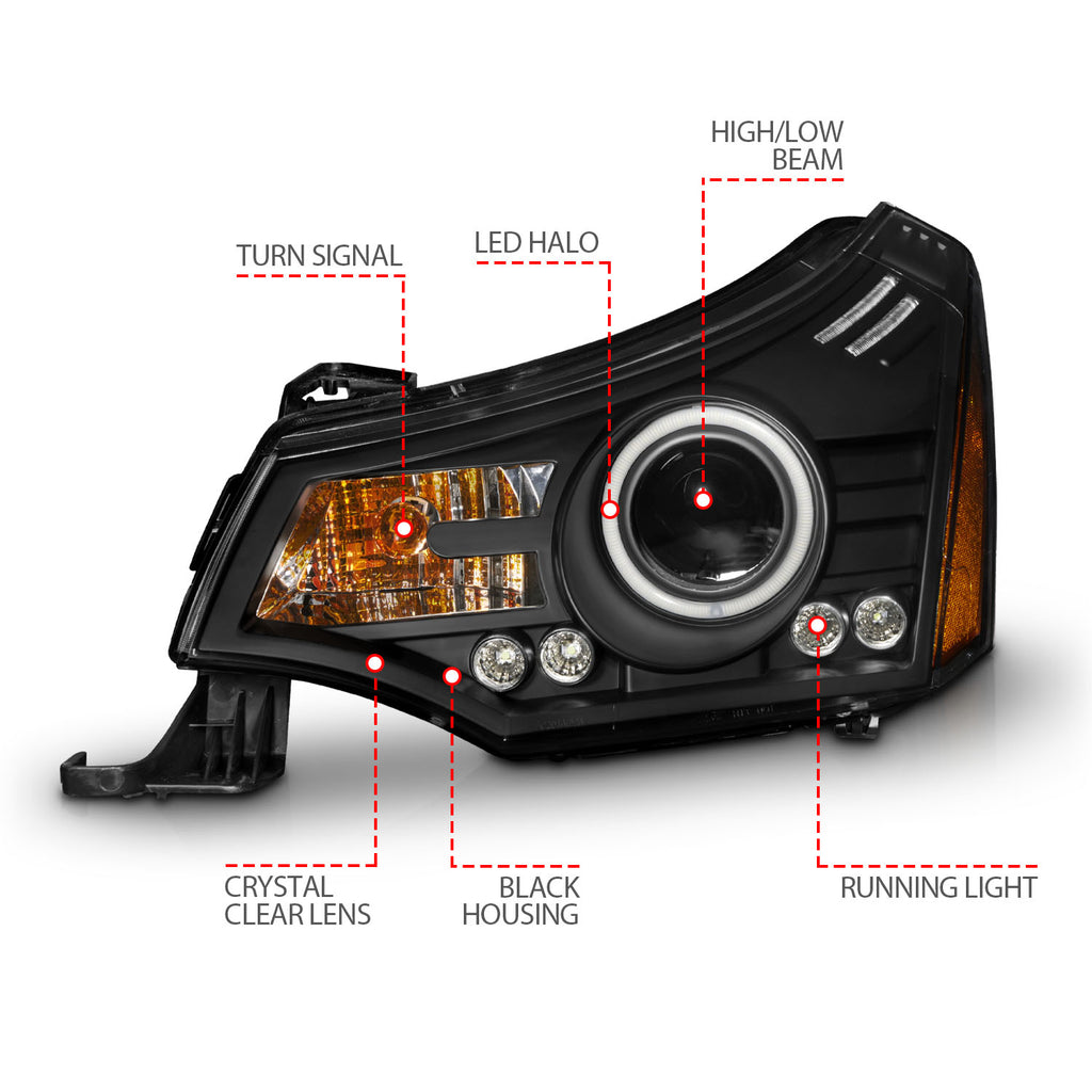 ANZO USA 121272 Projector Headlight Set w/Halo for Select Ford Focus