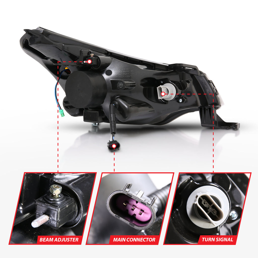 ANZO USA 121272 Projector Headlight Set w/Halo for Select Ford Focus