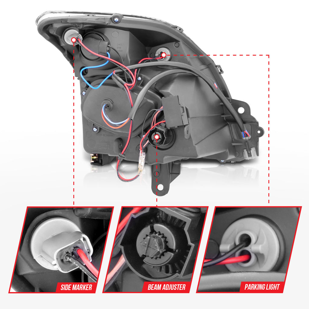 ANZO USA 121276 Projector Headlight Set w/Halo for Select Nissan Sentra