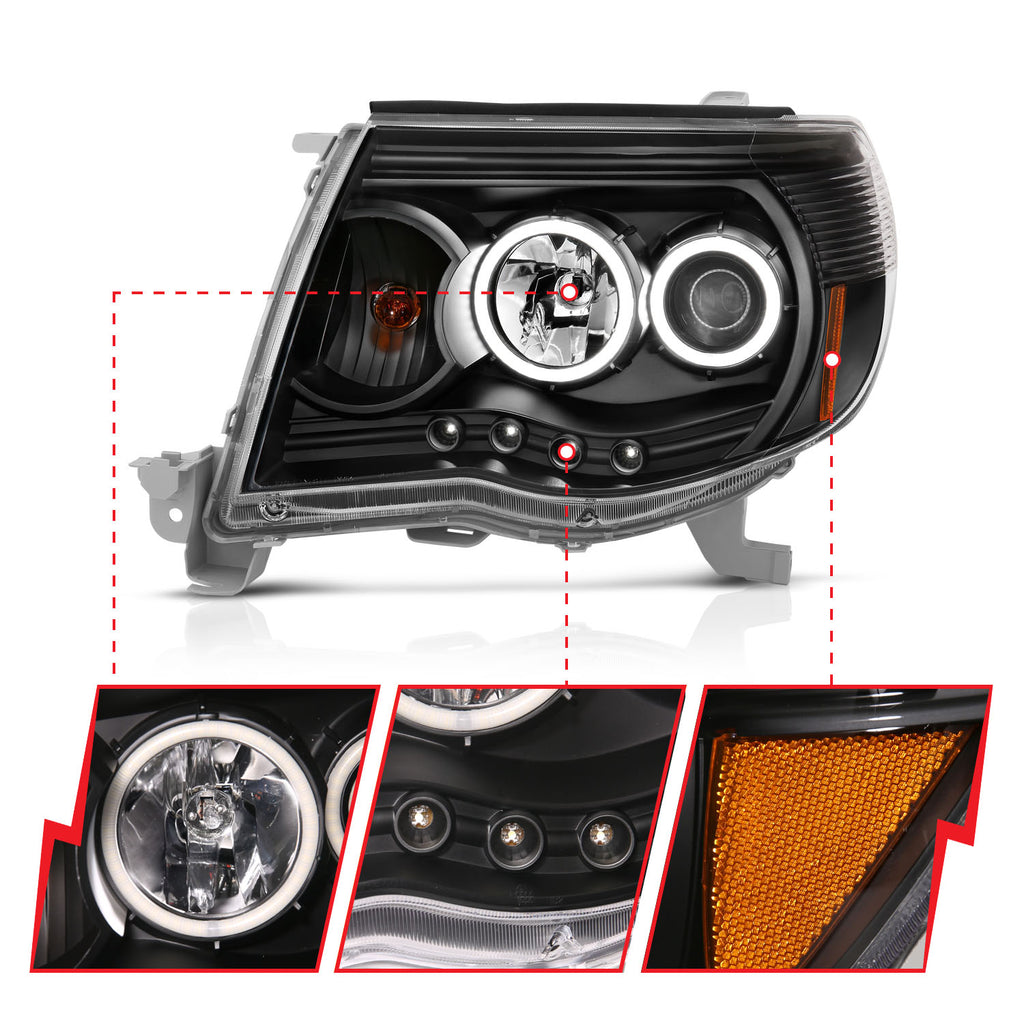 ANZO USA 121282 Projector Headlight Set w/Halo for Select Toyota Tacoma
