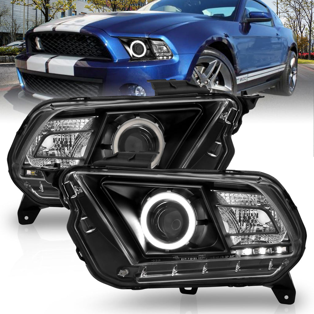 ANZO USA 121323 Projector Headlight Set w/Halo for Select Ford Mustang