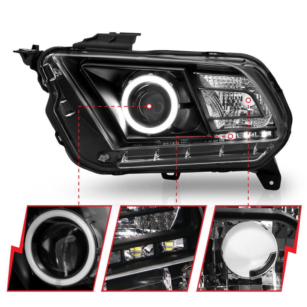 ANZO USA 121323 Projector Headlight Set w/Halo for Select Ford Mustang