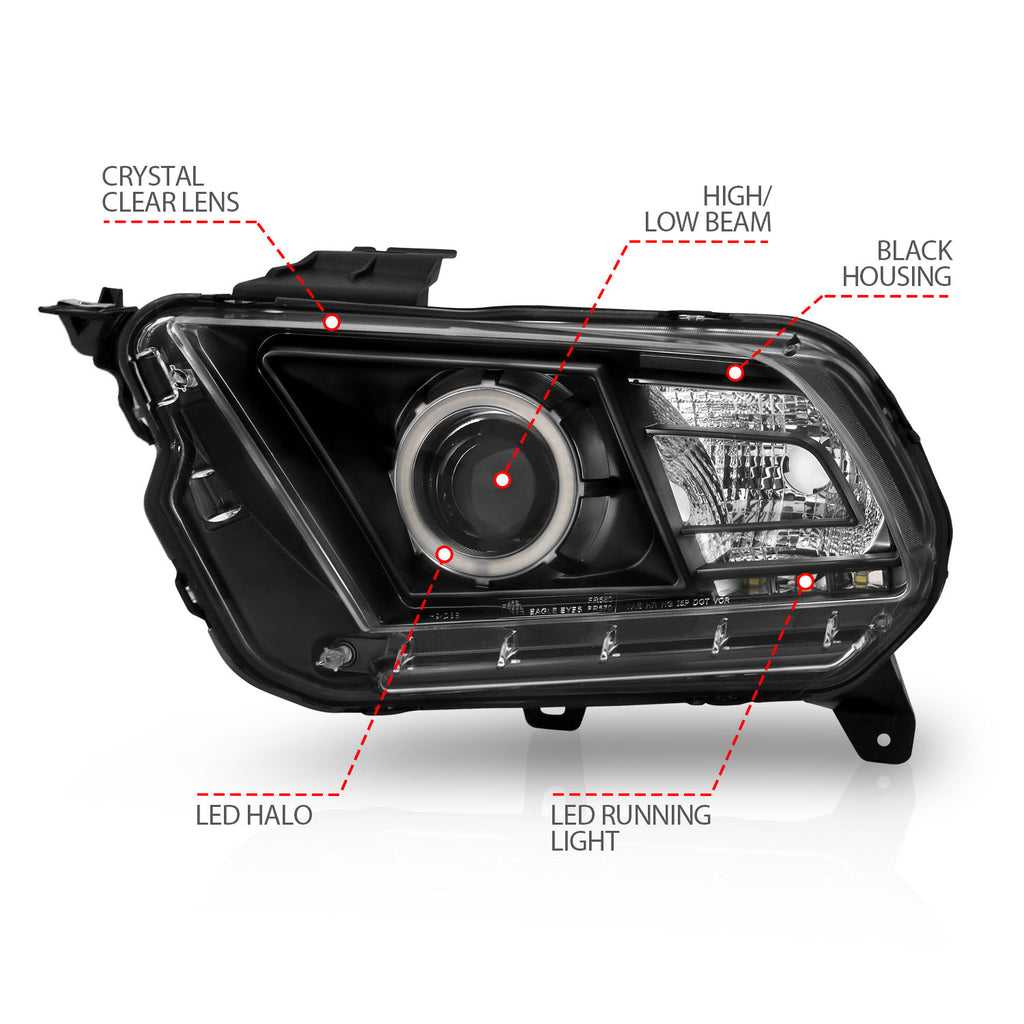 ANZO USA 121323 Projector Headlight Set w/Halo for Select Ford Mustang