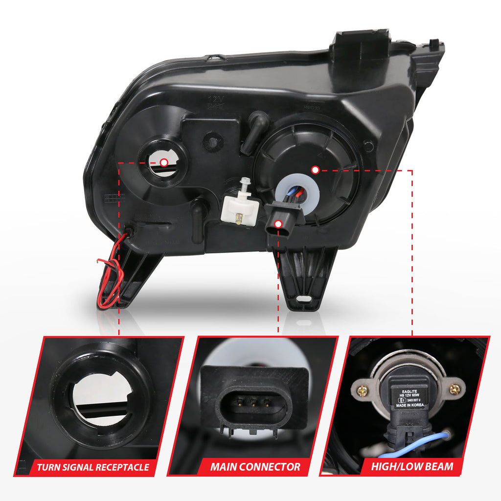 ANZO USA 121323 Projector Headlight Set w/Halo for Select Ford Mustang