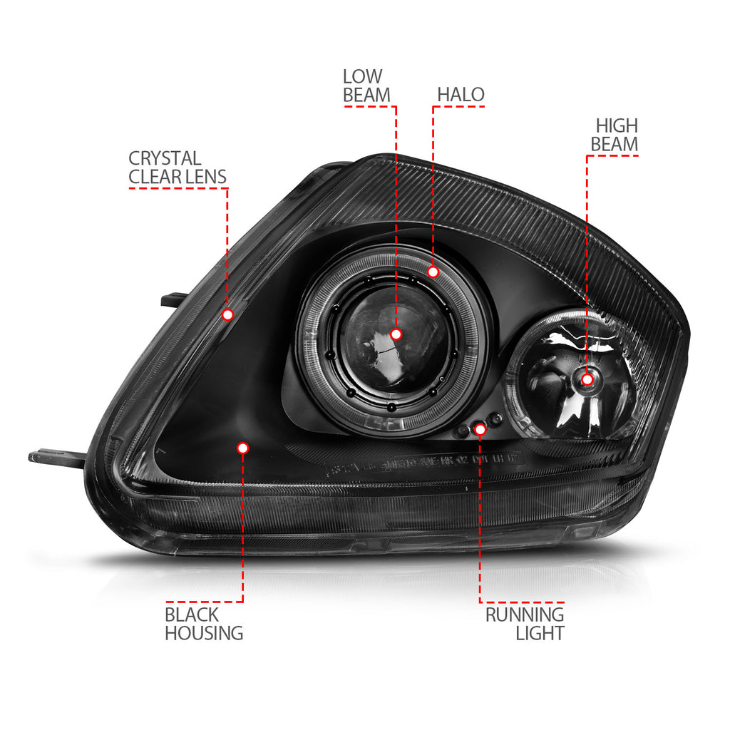 ANZO USA 121332 Projector Headlight Set w/Halo for Select Mitsubishi Eclipse